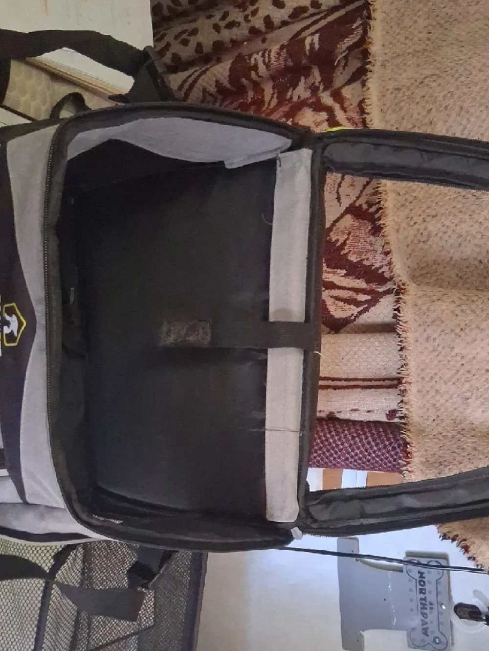 Gray & Black Pet Carrier Bag with Lime Trim